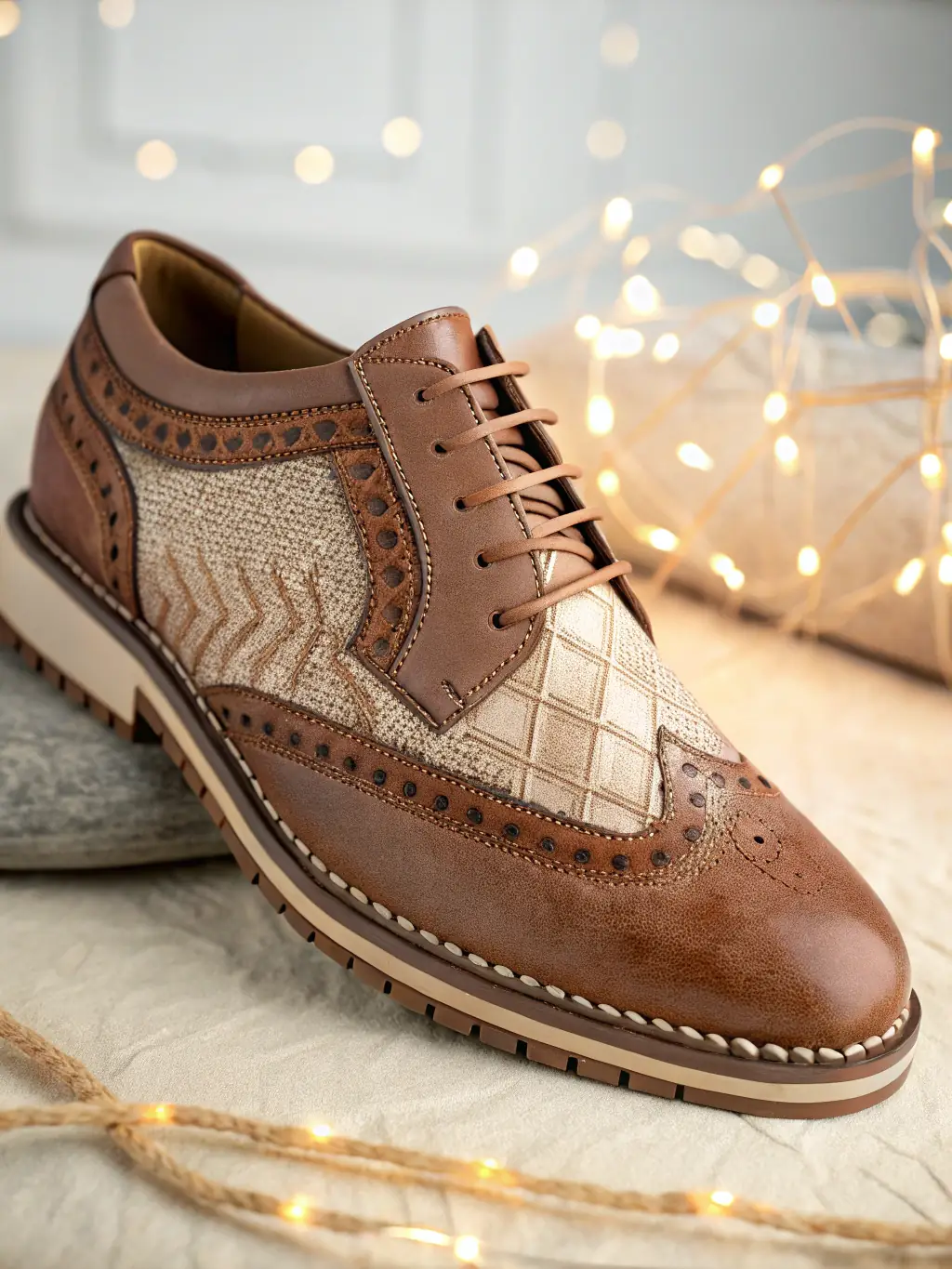 A photograph of a physical shoe prototype, showcasing its fit, feel, and overall aesthetic, ready for wear testing and final adjustments.