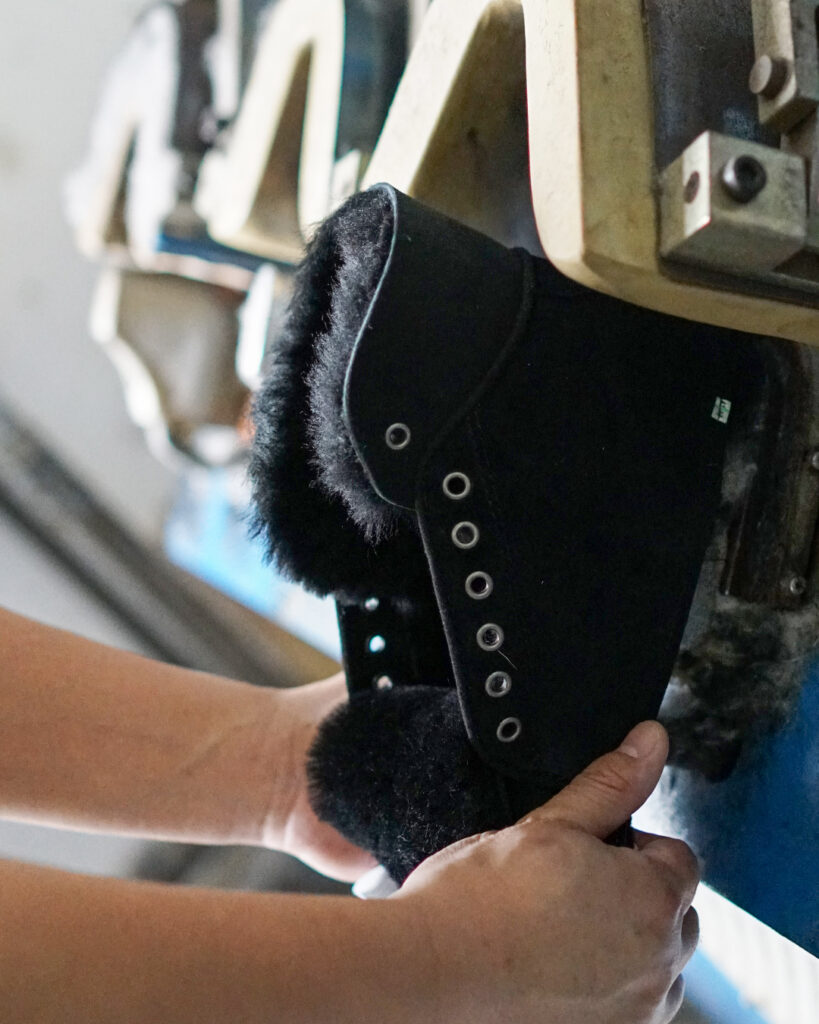 NO MASS footwear manufacturing team working shoe factory production process premium craftsmanship in custom shoes